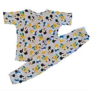 DISNEY Grey Mickey Donald Pluto Pajama Set